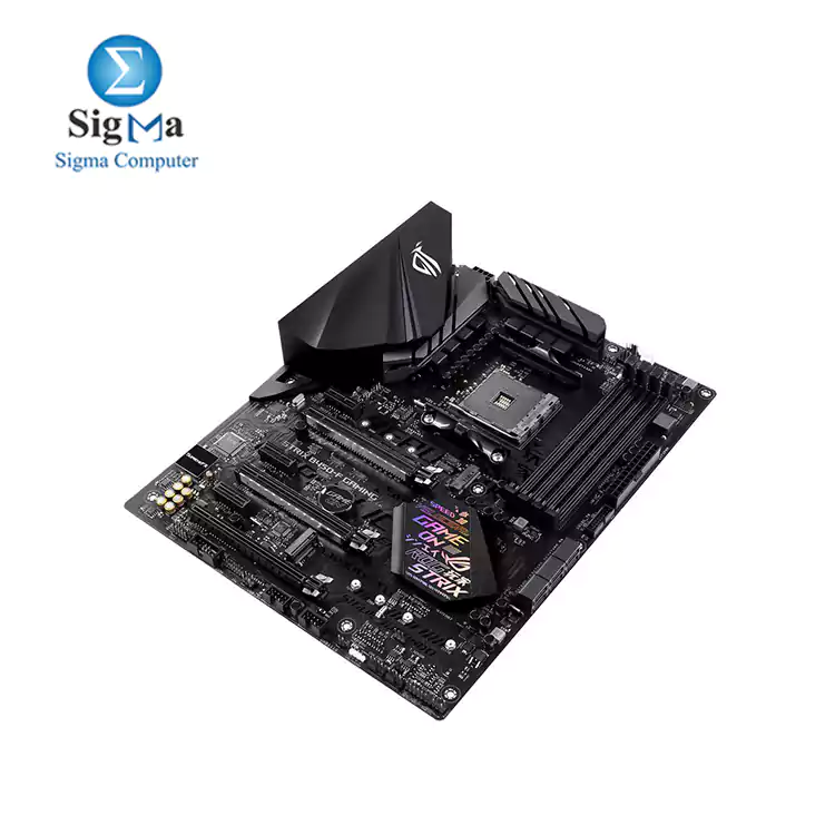 ASUS AMD AM4 B450 ATX gaming motherboard with DDR4 3200MHz support, SATA 6Gbps, HDMI 2.0, dual NVMe M.2, USB 3.1 Gen 2, and Aura Sync RGB LED lighting