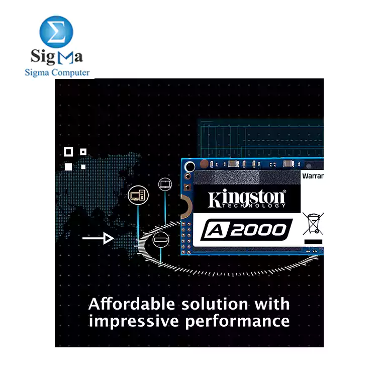 Kingston 1TB A2000 M.2 2280 Nvme Internal SSD PCIe Up to 2000MB S with Full Security Suite SA2000M8 1000G