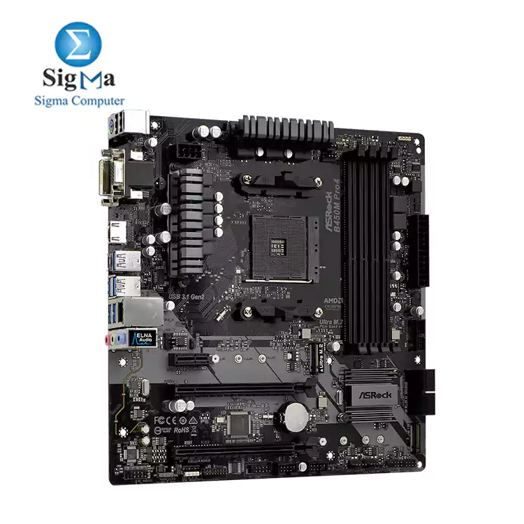 ASRock B450M PRO4 Micro ATX Motherboard 