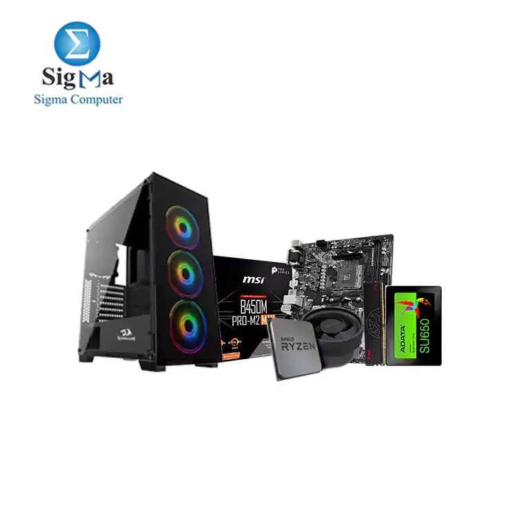 BUNDLE B450M Pro M2 Max - AMD Ryzen 5 3400G - XPG Hunter 8GB DDR4 3000Hz - SU630 240GB -  REDRAGON Gaming PC Case GC-618   600w