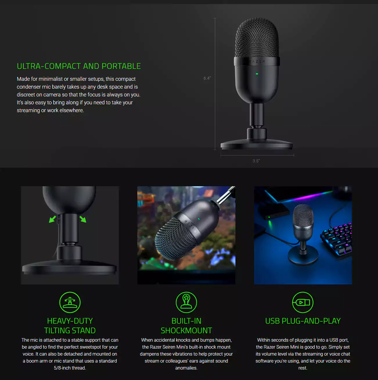 Razer Seiren Mini RZ19-03450100 Black Ultra Compact Condenser Microphone  7746