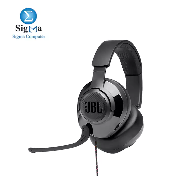 JBL Quantum 300 Hybrid wired over-ear gaming headset with flip-up mic