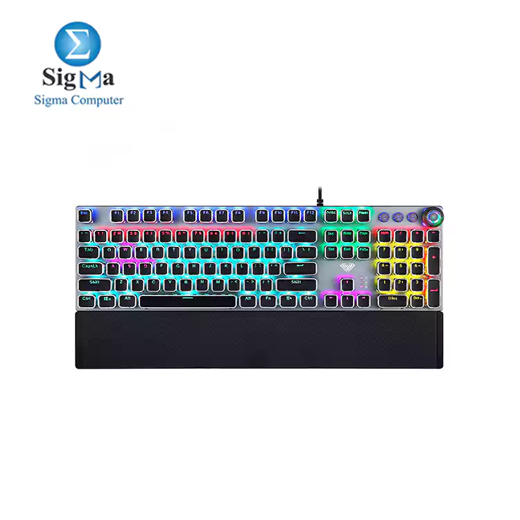 Aula F2088 PUNK Rainbow Gaming Mechanical Keyboard – Red Switches – Black