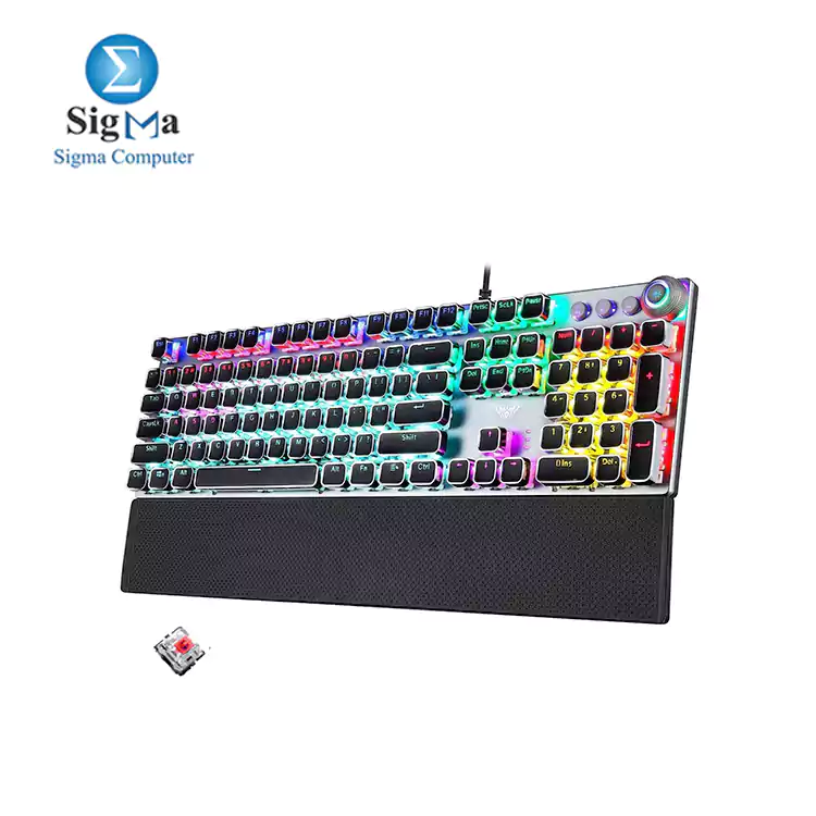 Aula F2088 PUNK Rainbow Gaming Mechanical Keyboard     Red Switches     Black