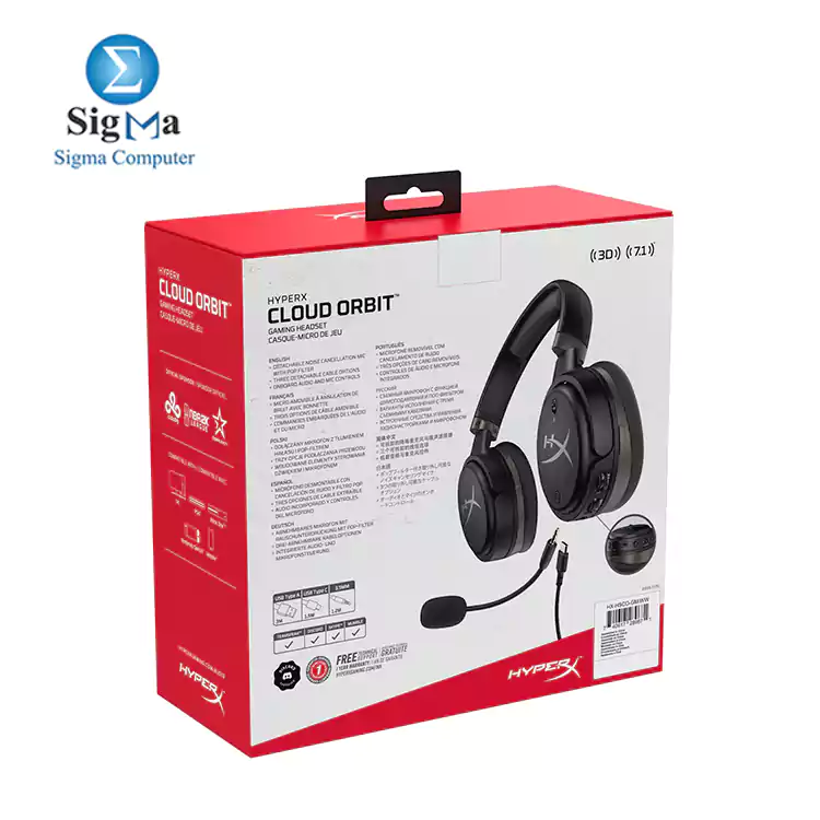 HyperX  Cloud Orbit S Wired Noise Cancelling Gaming Headset with Detachable Microphone - Black