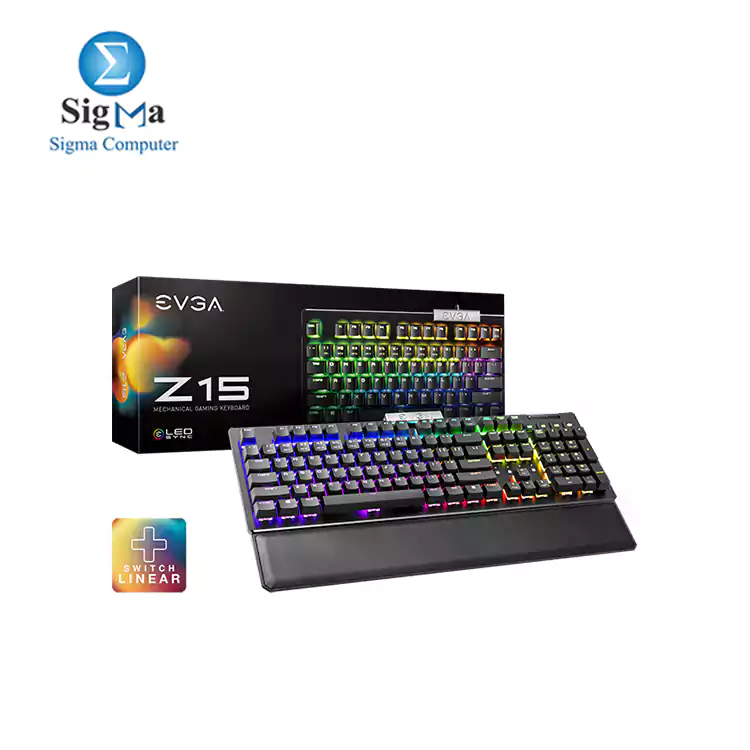 EVGA Z15 RGB Gaming Keyboard, RGB Backlit LED, Hot Swappable Mechanical Kailh Speed Silver Switches (Linear)