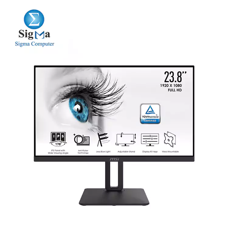 MSI PRO MP242P Eye Care Monitor     23.8-inch  1920 x 1080 Full HD  Less Blue Light  Anti-Flicker  Anti-Glare IPS 5ms 75Hz