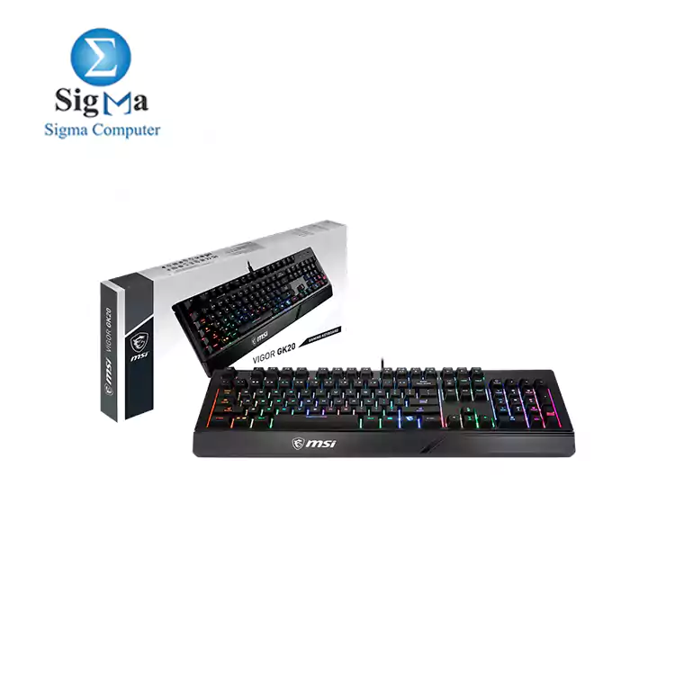 MSI VIGOR GK20 Gaming Keyboard, Ergonomic Designed Keycaps, Rainbow Lighting-Arabic