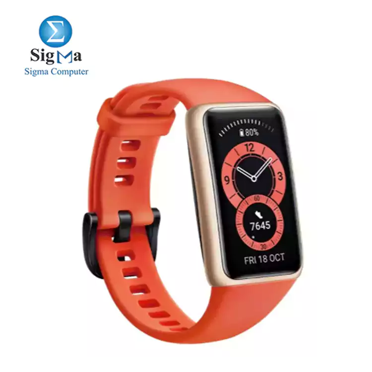 HUAWEI Band 6 Amber Sunrise All-Day SpO2 Monitoring1   FullView Display   2-Week Battery Life