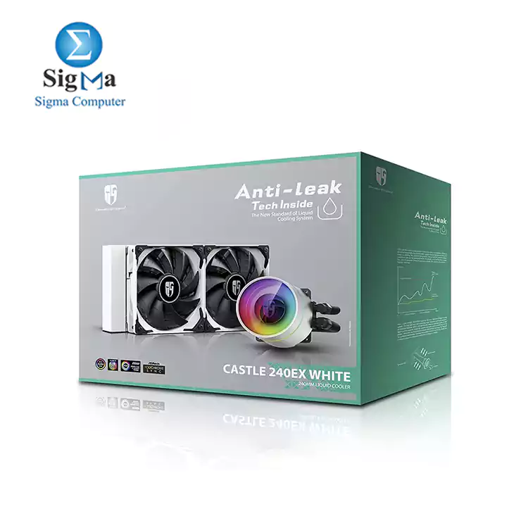 DEEP COOL Castle 240EX   Addressable RGB AIO Liquid CPU Cooler-WHITE