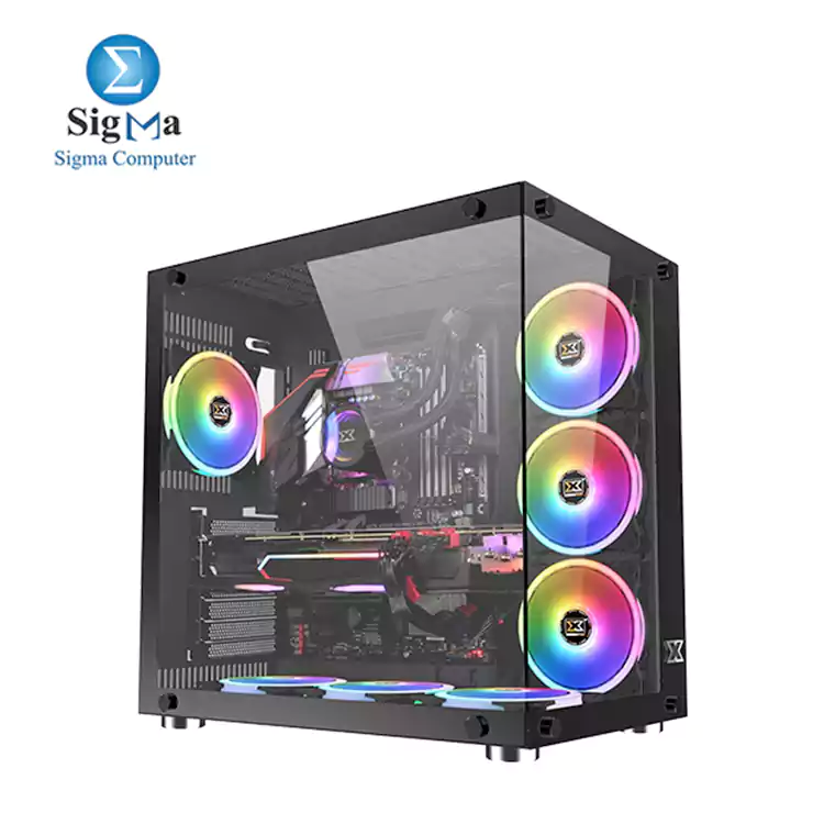 XIGMATEK Aquarius Plus BLACK MID-TOWER ARGB Gaming Case 7 ARGB fans