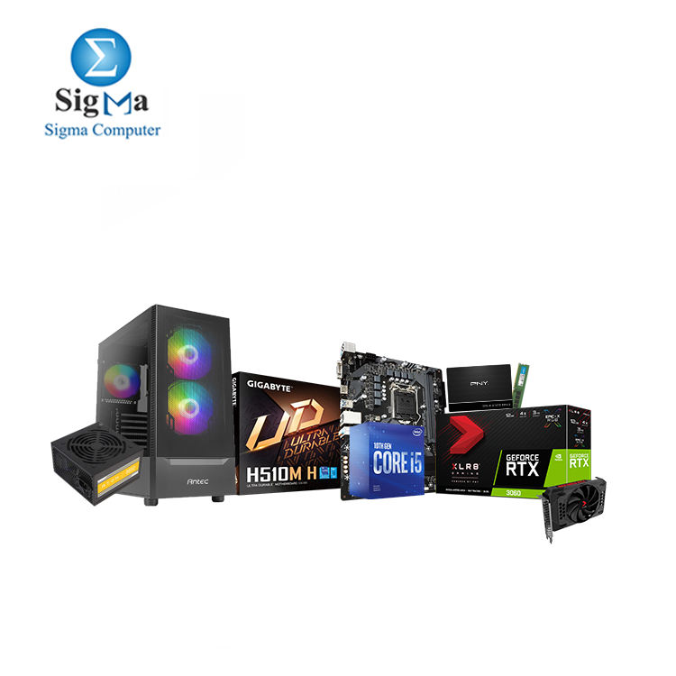 BUNDLE H510M H - i5-10400F - 16GB DDR4 2666 - PNY GEFORCE RTX 3060 12GB - CS900 240G SSD - ANTEC CASE NX 410  B650W