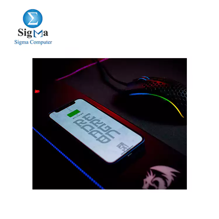 Redragon P028 CRATER RGB Gaming Mouse Pad And Fast QI 10W Wireless Charging – Size  400 x 300 x 9 mm