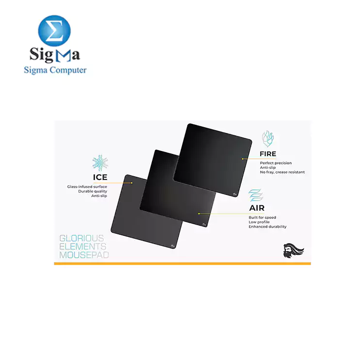 Glorious Elements Air - X-Large Ultra Thin Polycarbonate Hard Mousepad (GLO-MP-ELEM-AIR) BLACK 431x381mm