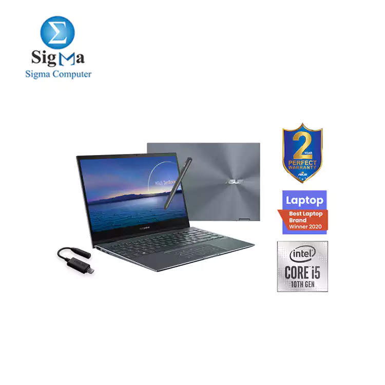 Asus ZenBook Flip 13-UX363JA-EM141T Corei5-1035G4 RAM 8GB 512GB SSD Intel iris plus GRAPHICS 13.3 FHD Touch  Win10-Pine Grey