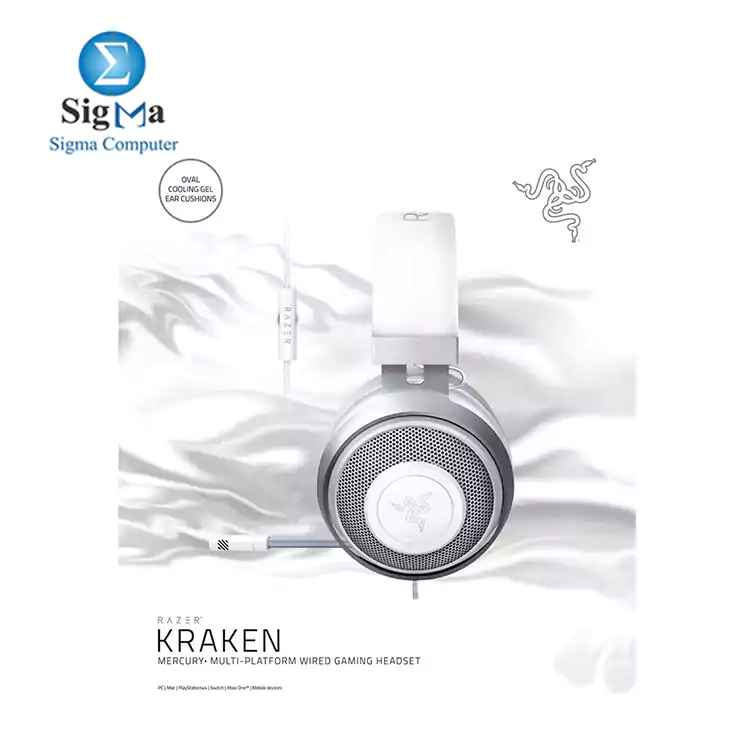 Razer Kraken X  Mercury  250g ultra-lightweight  7.1 surround sound  40mm drivers  unidirectional ECM mic  3.5mm connectivity  leatherette cushions