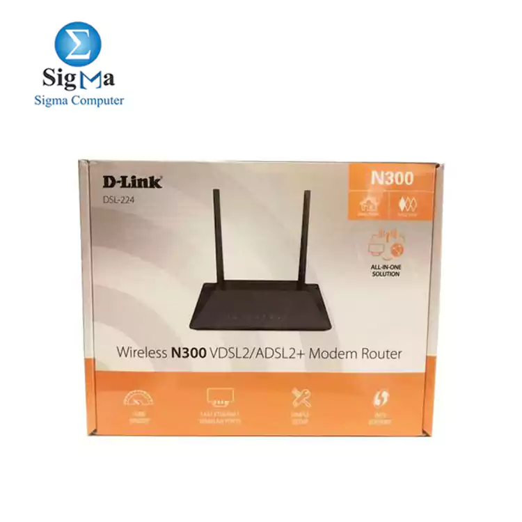 D-Link DSL-224 VDSL2/ADSL2+ Wireless N300 Router - 4-Port