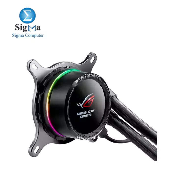 ASUS ROG RYUO 120 all-in-one liquid CPU cooler with color OLED  Aura Sync RGB  and ROG 120mm radiator fan