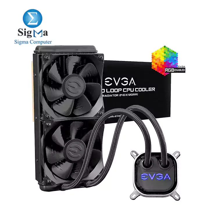 EVGA CLC 240mm, All-In-1 RGB LED CPU Liquid Cooler, 2x FX12 120mm PWM Fans