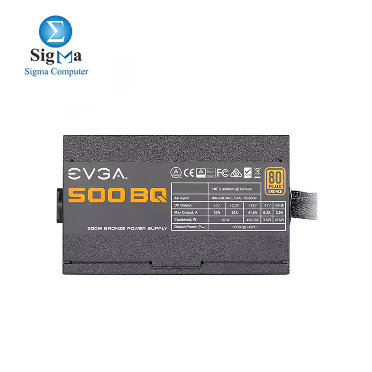 EVGA 500 BQ, 80+ BRONZE 500W, Semi Modular Power Supply 110-BQ-0500-K2