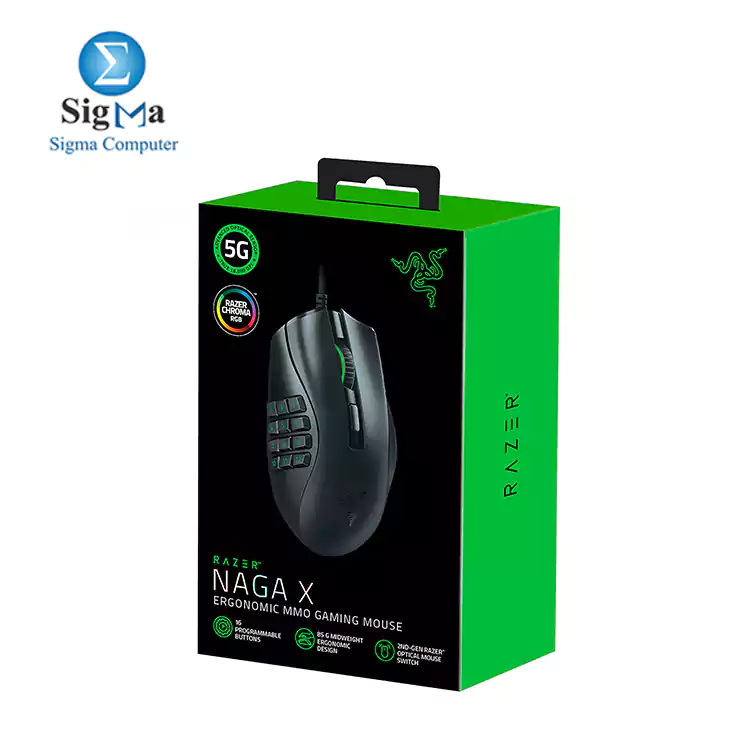Razer Naga X Ergonomic MMO Gaming Mouse with 16 buttons 