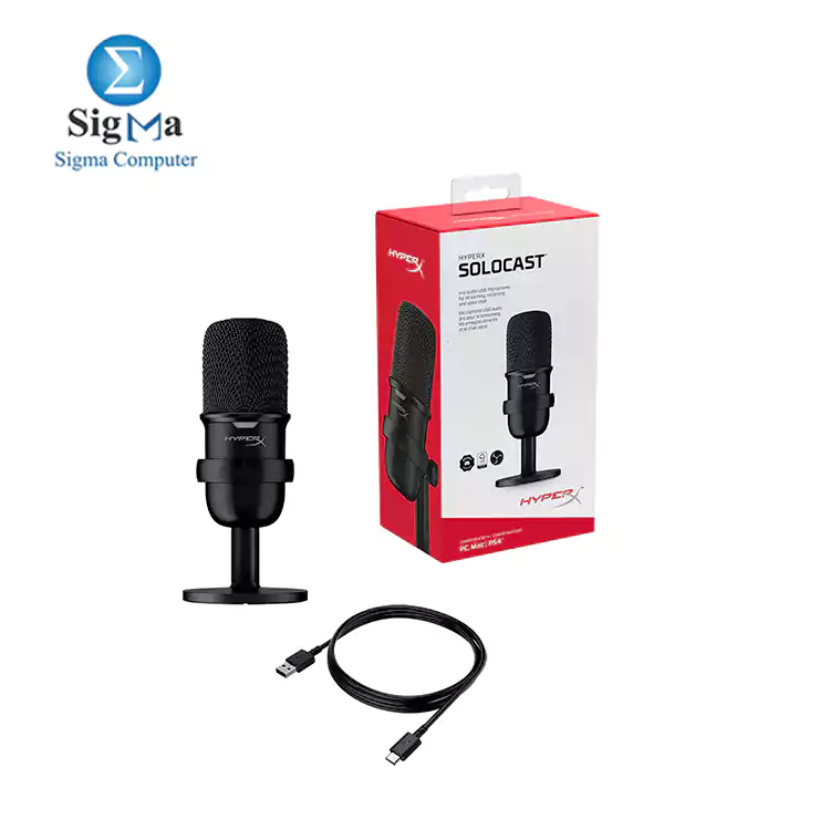 HyperX SoloCast - USB Condenser Microphone for Gaming, for PC, PS4, PS5 and Mac, Tap to Mute Sensor 