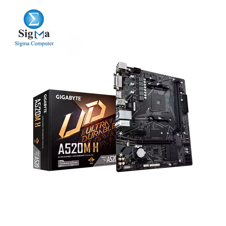 GIGABYTE MOTHERBOARD A520M H  rev. 1.x  Ultra Durable PCIe 3.0 x4 M.2  RGB FUSION 2.0  Smart Fan 5  Q-Flash Plus