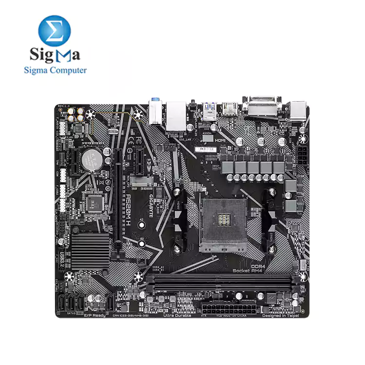 GIGABYTE MOTHERBOARD A520M H (rev. 1.x) Ultra Durable PCIe 3.0 x4 M.2, RGB FUSION 2.0, Smart Fan 5, Q-Flash Plus