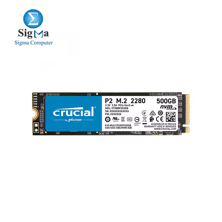 Crucial P2 500GB 3D NAND PCIe NVMe M.2 SSD