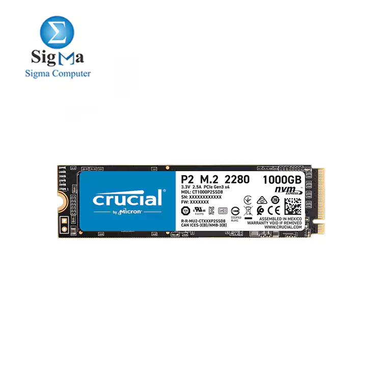 Crucial P2 1TB 3D NAND NVMe PCIe M. 2 SSD