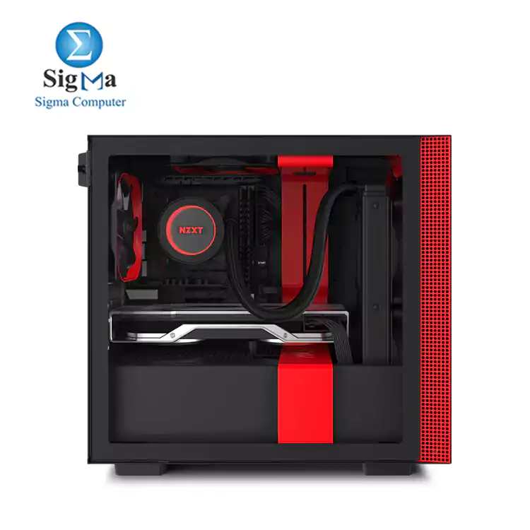 NZXT H210 CA-H210B-BR Mini ITX PC Gaming Case 2 FANS 120MM Black Red