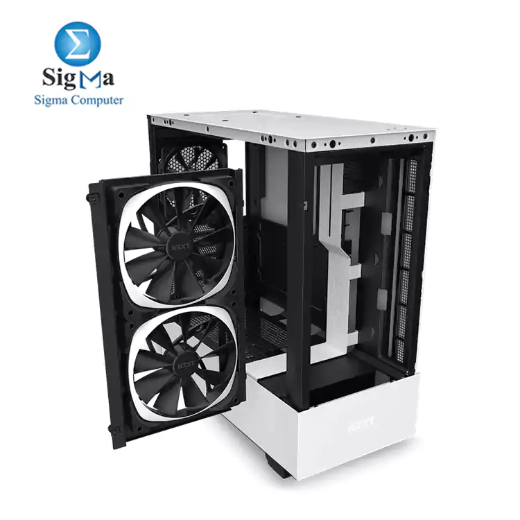 NZXT H510 Elite CA-H510E-W1 Premium Mid-Tower ATX Gaming Case 2 FANS RGB 140MM-1 FAN 120MM- 1FAN 140MM/ WHITE