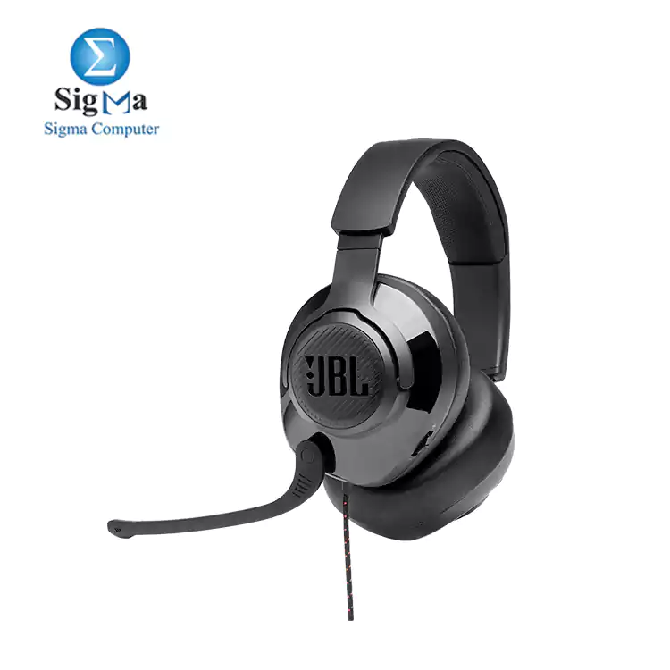 JBL Quantum 200 Wired over-ear gaming headset with flip-up mic