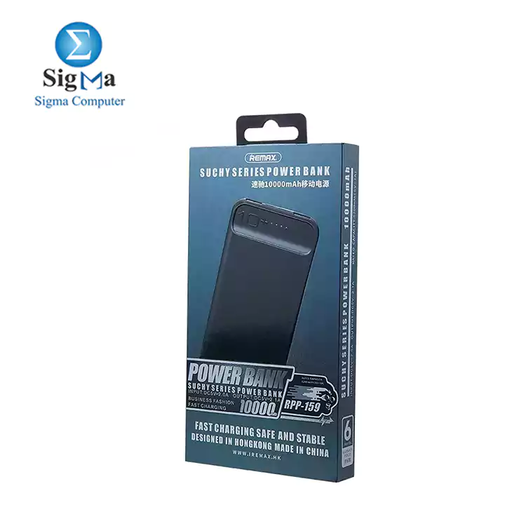Remax RPP-159 Suchy Series Power Bank with 2 Charging Ports  10000 mAh - Black
