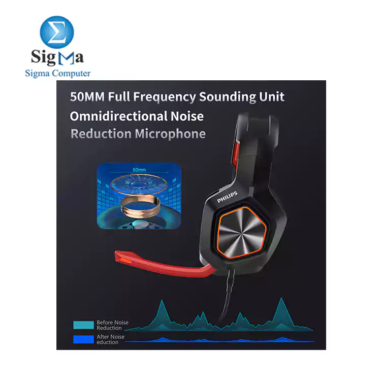 Philips TAG3115 USB 7.1 Virtual Surround Sound RGB Gaming Headset     50mm     Swivel Noise Reduction Mic For PC     Black