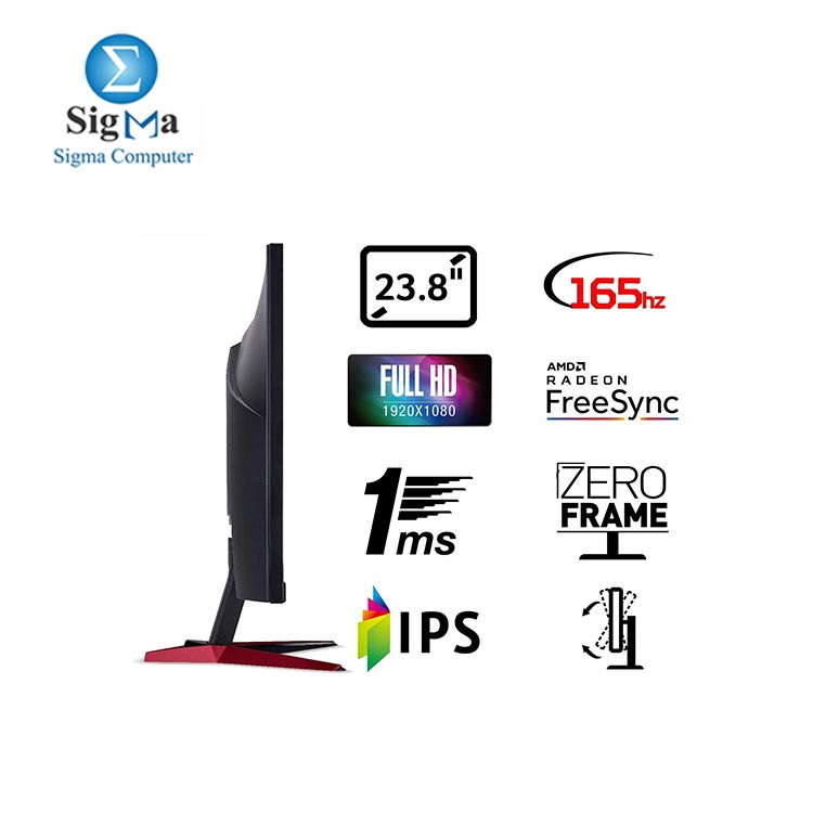  Acer Nitro VG240YSbmiipx 23.8 inch FHD Gaming Monitor  IPS Panel  FreeSync  165Hz  0.5ms  DP  HDMI  Black  