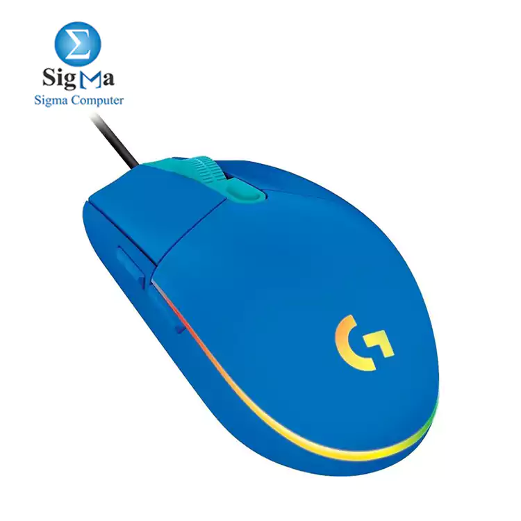 Logitech G102 Light Sync Gaming Mouse with Customizable RGB Lighting 6 Programmable Buttons Gaming Grade Sensor 8 k dpi Tracking 16.8mn Color Light Weight - BLUE