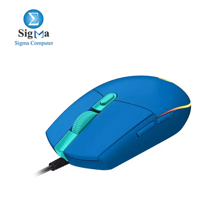 Logitech G102 Light Sync Gaming Mouse with Customizable RGB Lighting 6 Programmable Buttons Gaming Grade Sensor 8 k dpi Tracking 16.8mn Color Light Weight - BLUE