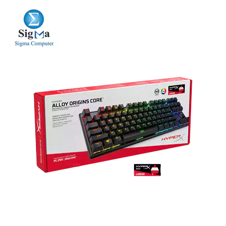 HyperX Alloy Origins Core Tenkeyless Mechanical Gaming Keyboard, HyperX Red, Arabic layout HX-KB7RDX-AR