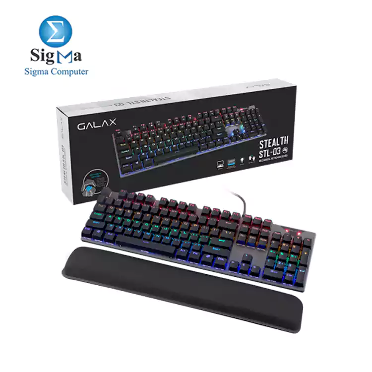 Galax STL-03 Stealth 104 Keys Mechanical Blue Switch Rainbow Backlit Wired Gaming Keyboard