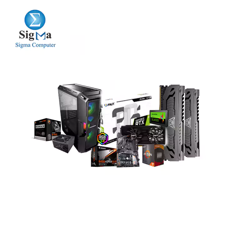 BUNDLE COUGAR MX440-MESH RGB VTC 650W AORUS B450 ELITE AMD Ryzen 7 5800X Patriot Viper Steel DDR4 16GB 3200MHz ADATA SU630 240GB PALIT GeForce RTX 3060