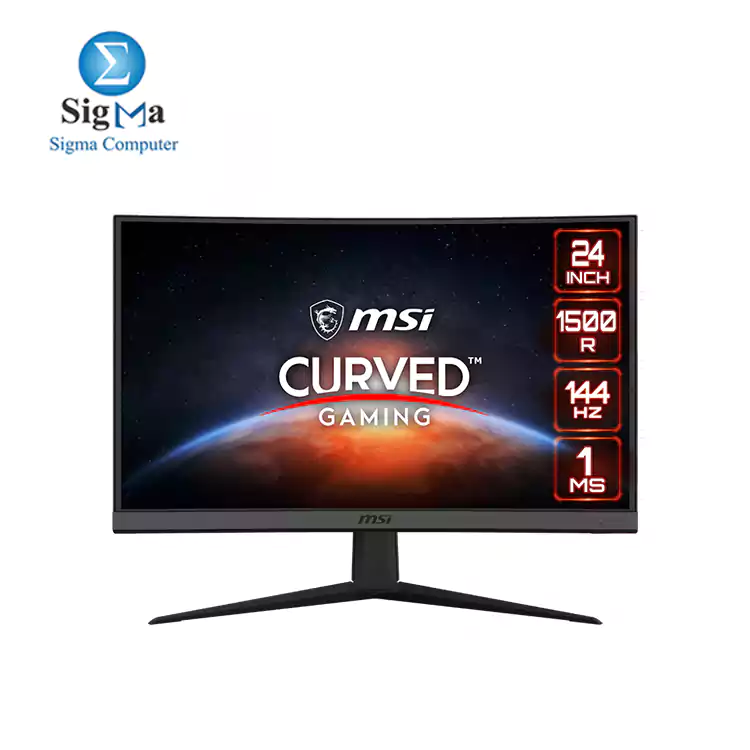 MSI Optix G24C6 Curved Gaming Monitor - 23.6 Inch  16 9 Full HD  1920 x 1080   VA  144 Hz  1 ms  1500R  FreeSync Premium  DisplayPort  HDMI  Anti-Flicker  Less Blue light  Frameless  Black