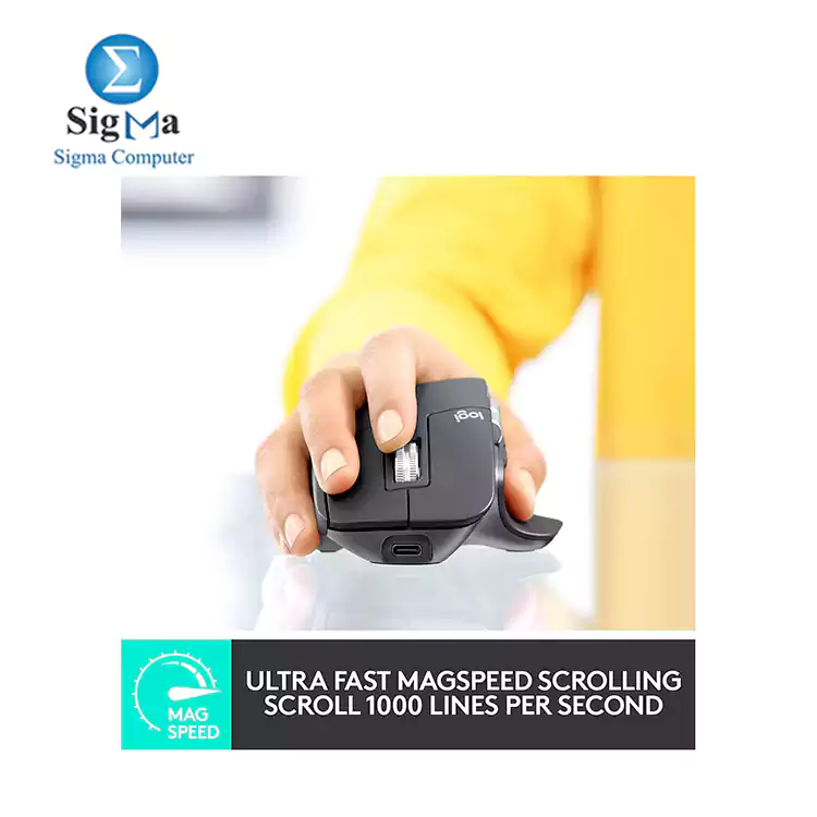 Logitech MX Master 3 - advanced wireless mouse ultra-fast ergonomic scrolling 4 000 dpi USB-C Bluetooth- Light Grey - 910-005695