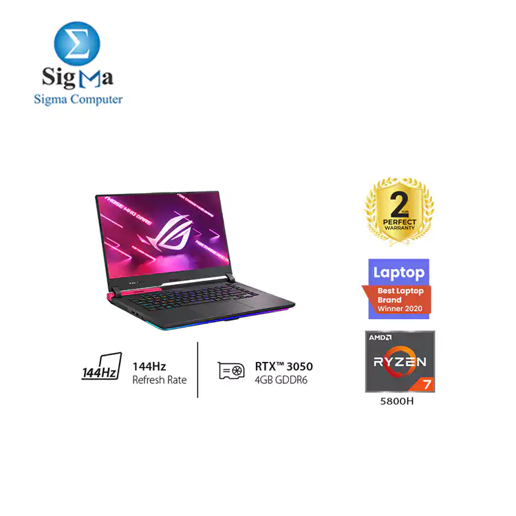 ASUS ROG Strix G15 G513QC-HN163T RAYZEN 7-5800H RAM 16GB 512GB SSD 15.6 FHD 144Hz RTX3050 4GB Win10 