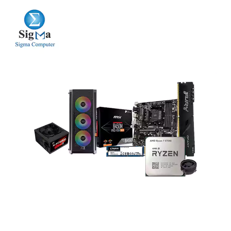 BUNDLE XIGMATEK Master X CASE POWER SUPPLY 600W Ryzen 7 5750G MSI B450M Kingston Fury 8GB Kingston NV1 500G 