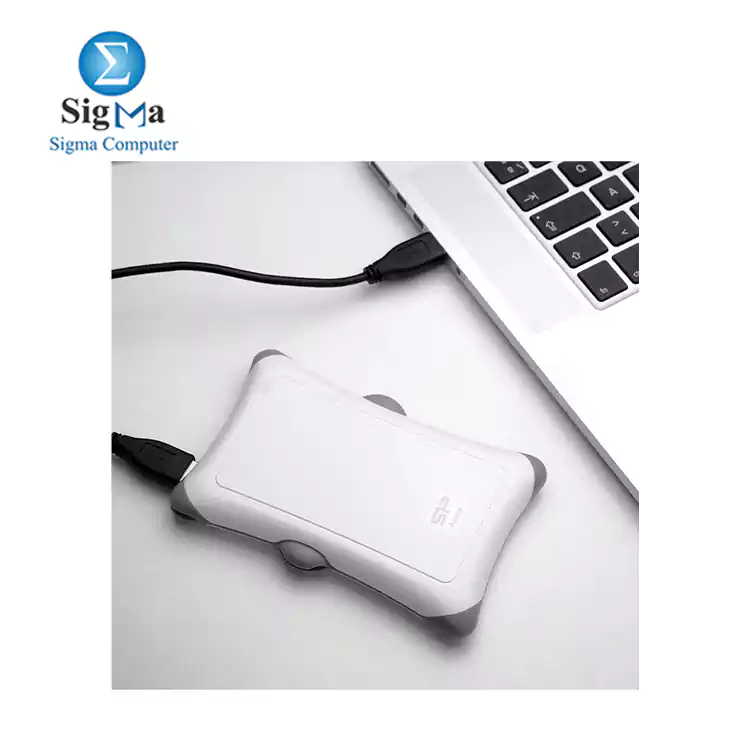 Silicon Power 2 TB External Portable Hard Drive Rugged Armor A30 Shockproof 2.5-Inch USB 3.0 ,White