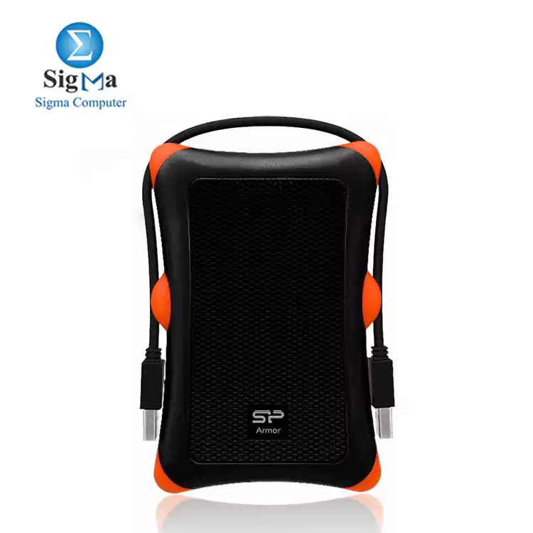 Silicon Power 2TB Rugged Portable External Hard Drive Armor A30  Shockproof USB 3.0 f  BLACK ORANGE