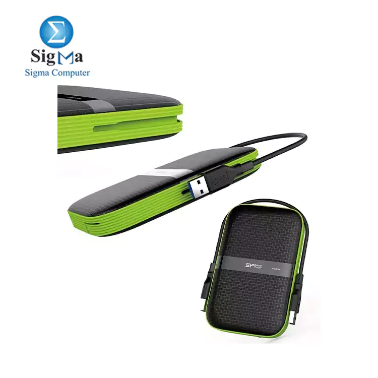 1TB Silicon Power Armor A60 Shockproof Portable Hard Drive - USB3.0 - green