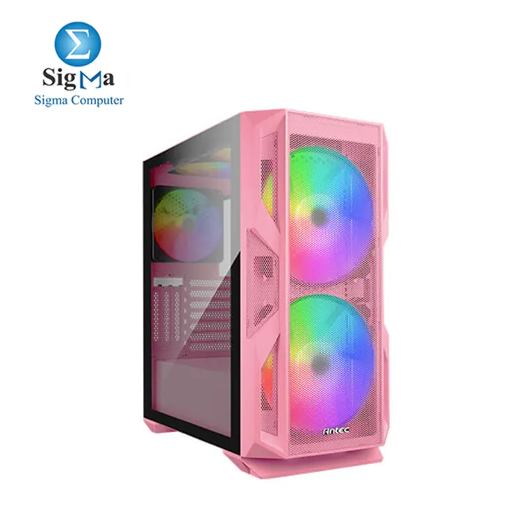 Antec NX Series NX800, Mid Tower E-ATX Gaming Case - PINK, Tempered Glass Side Panel,  Built-in LED Controller, 2 x 200 mm ARGB Fans in Front & 1 x 120 mm ARGB Fan in Rear