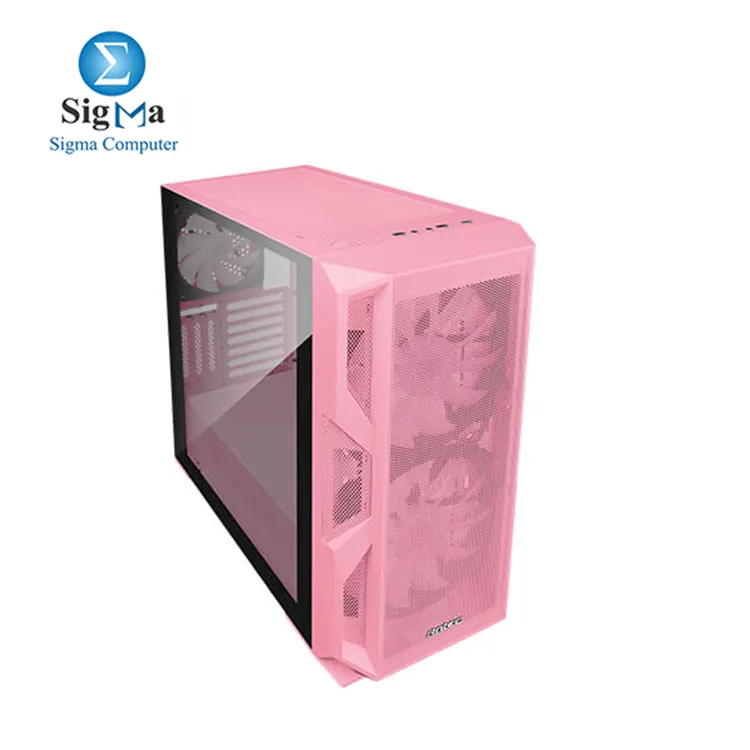 Antec NX Series NX800  Mid Tower E-ATX Gaming Case - PINK  Tempered Glass Side Panel   Built-in LED Controller  2 x 200 mm ARGB Fans in Front   1 x 120 mm ARGB Fan in Rear